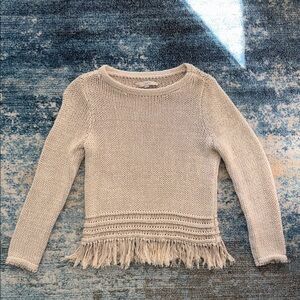 LOFT Light beige Fringe Hem Sweater